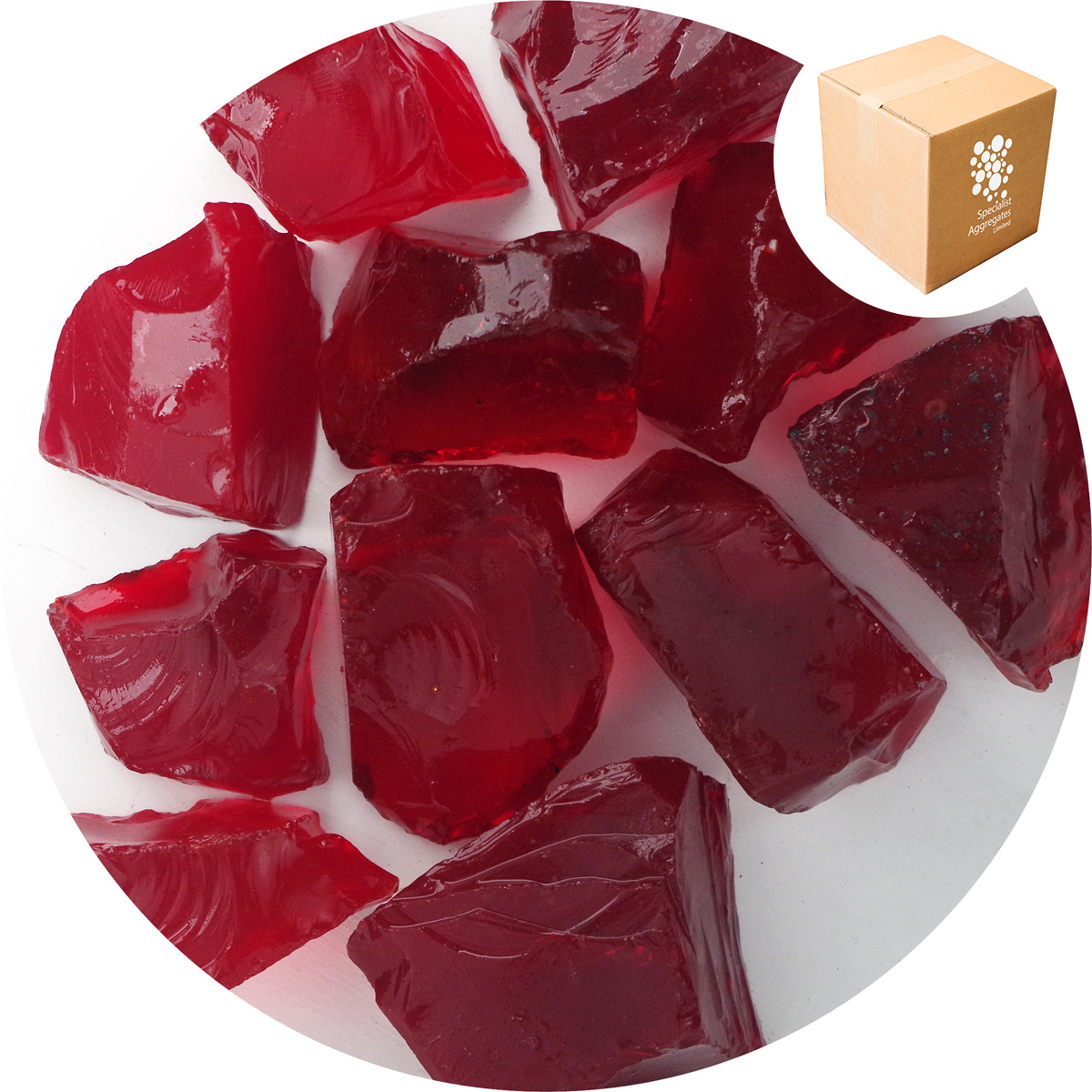 Fire Coals Red Amber Glass from Specialist Aggregates, Buy Online